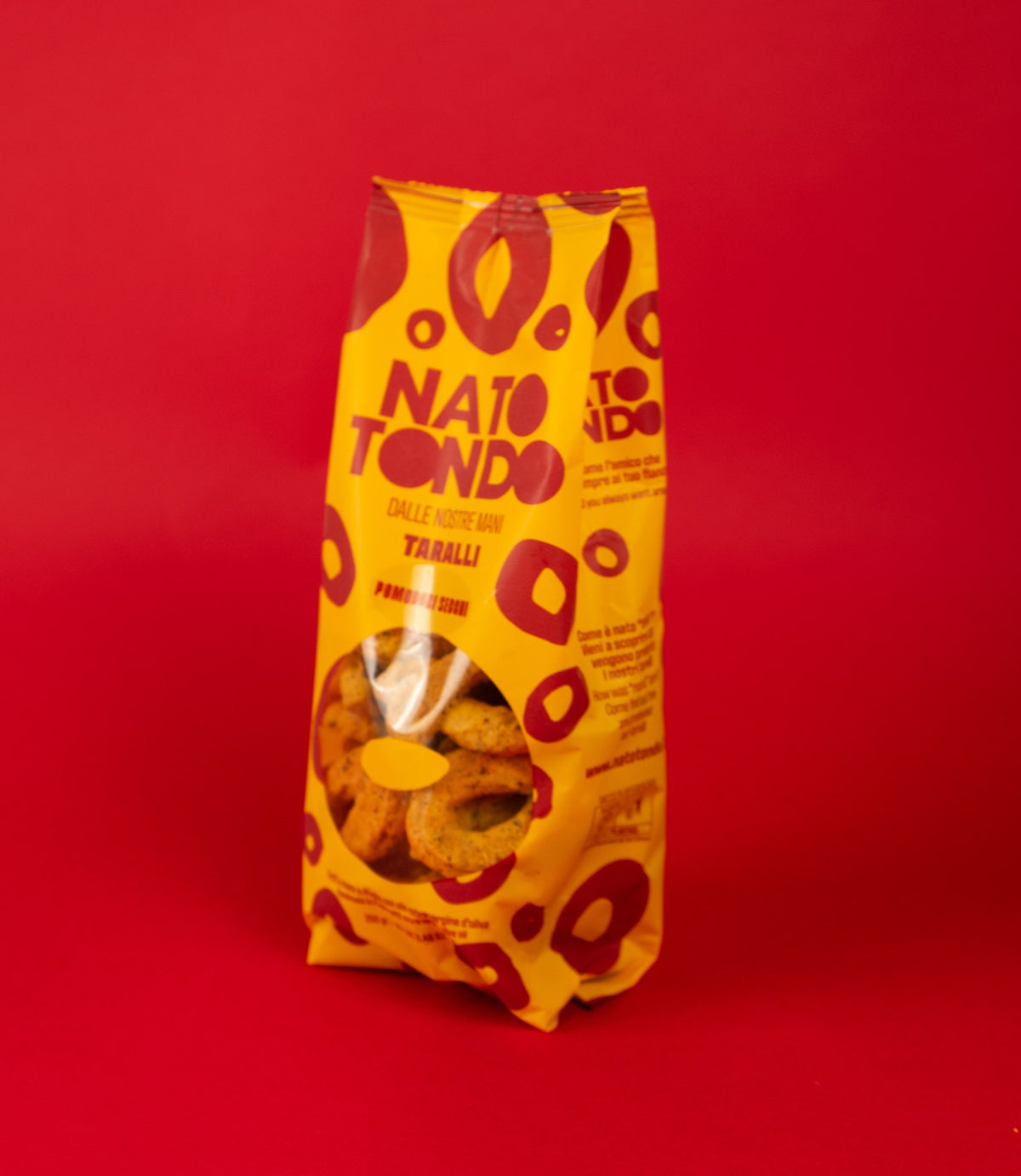 Taralli Pomodori Secchi Nato Tondo, confezione vista di lato